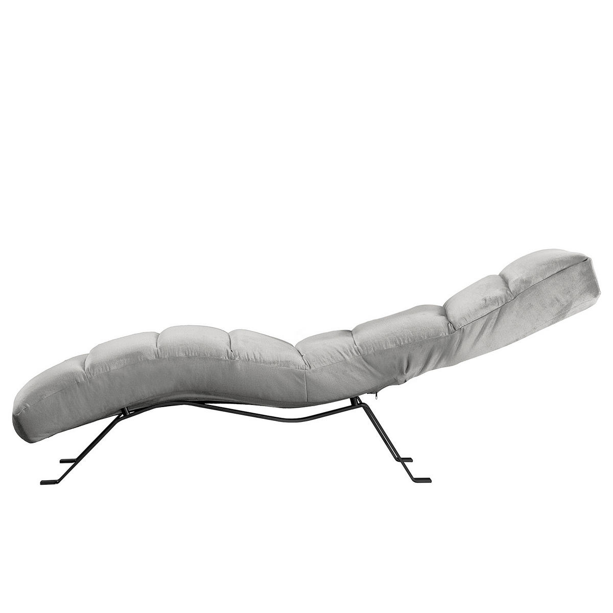 RELAXLIEGE Samt Grau  - Schwarz/Grau, Design, Textil/Metall (65/65-95/171cm) - Livetastic