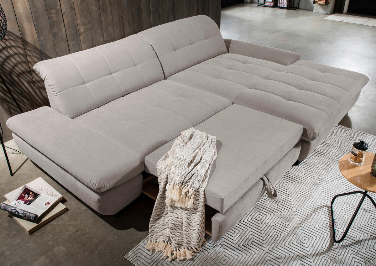 ECKSOFA in Mikrofaser Hellgrau  - Hellgrau/Schwarz, Design, Textil/Metall (290/198cm) - Xora