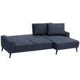 ECKSOFA in Velours Blau  - Blau/Schwarz, Basics, Holz/Textil (260/161cm) - Carryhome