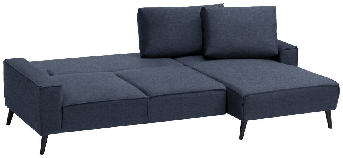 ECKSOFA in Velours Blau  - Blau/Schwarz, Basics, Holz/Textil (260/161cm) - Carryhome