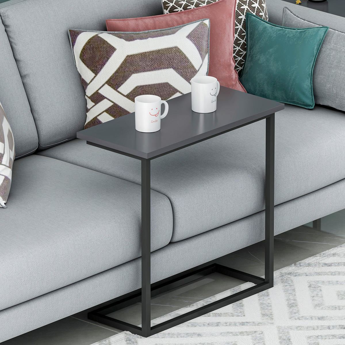 BEISTELLTISCH 64/30/62 cm Narin Beistelltisch Anthrazit rechteckig  - Anthrazit/Schwarz, Design, Holzwerkstoff/Metall (64/30/62cm) - Livetastic