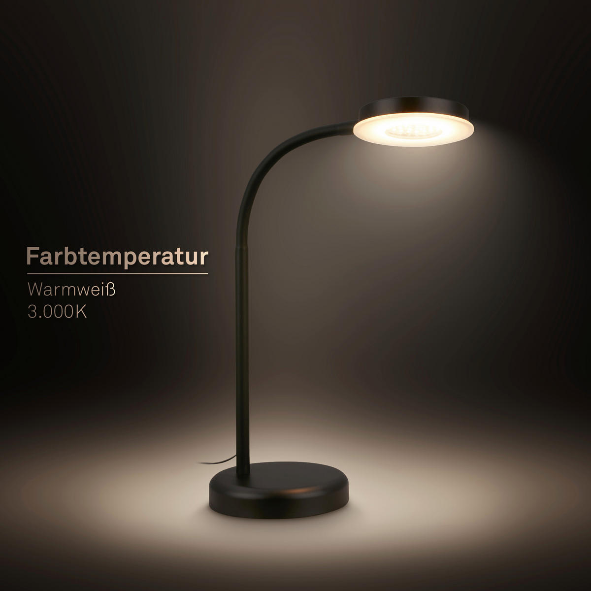 STOLNÍ LED LAMPA, dotykový stmívač, 13/55,5 cm  - černá/béžová, Design, kov/plast (13/55,5cm)