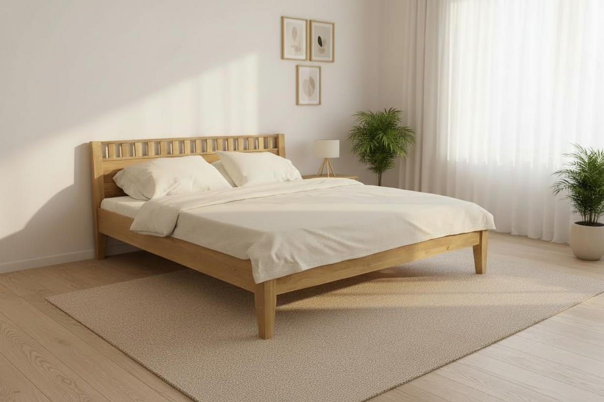 BETT 180/200 cm,  in Eichefarben, Wildeiche,  - Wildeiche/Eichefarben, Basics, Holz (180/200cm) - Chameo
