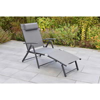 GARTENLIEGE 64/87/140 cm  - Graphitfarben/Grau, KONVENTIONELL, Textil/Metall (64/87/140cm) - Gardenson