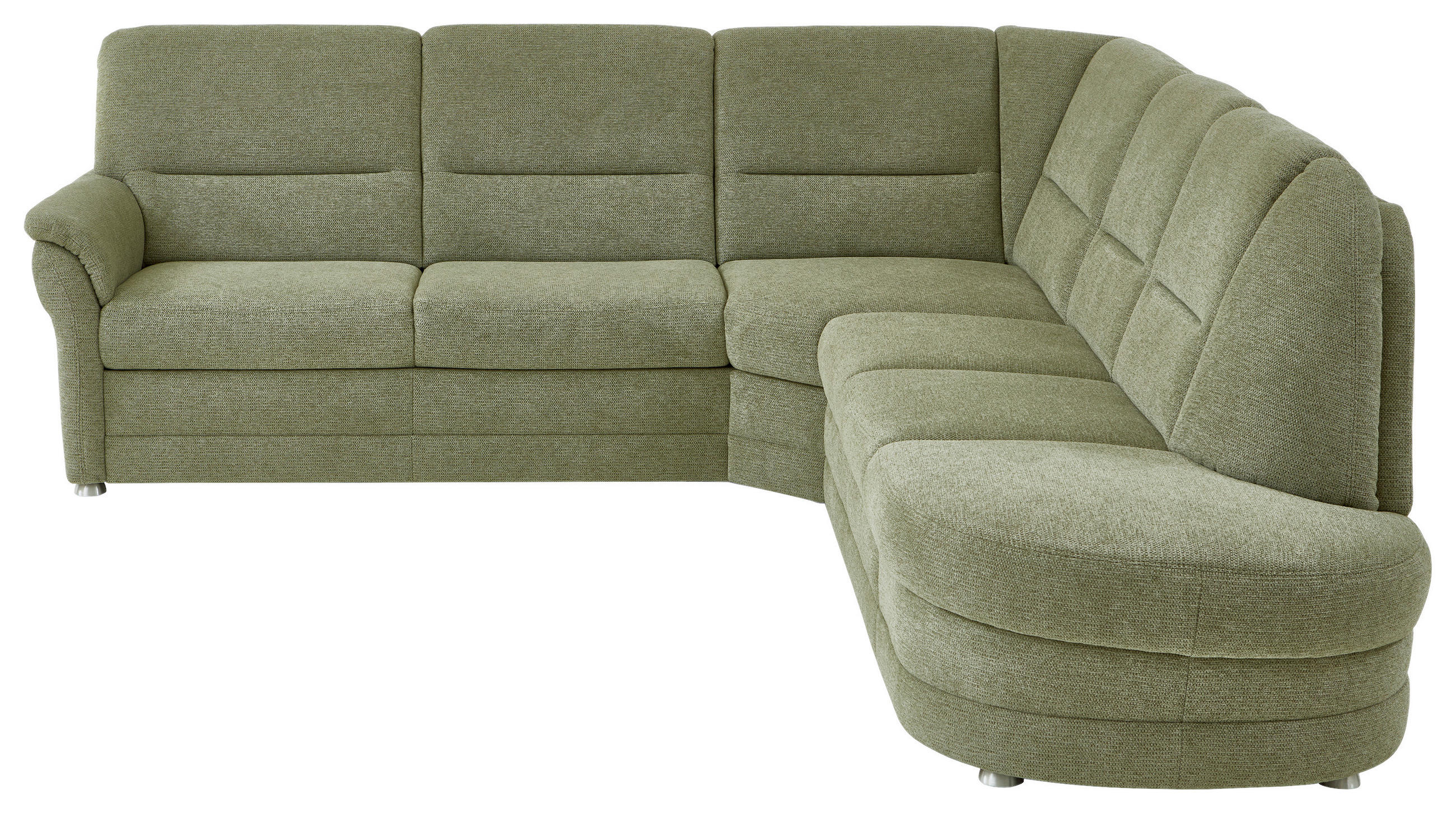 ECKSOFA  in Makramee Grün  - Alufarben/Grün, KONVENTIONELL, Textil/Metall (253/273cm) - Beldomo Comfort