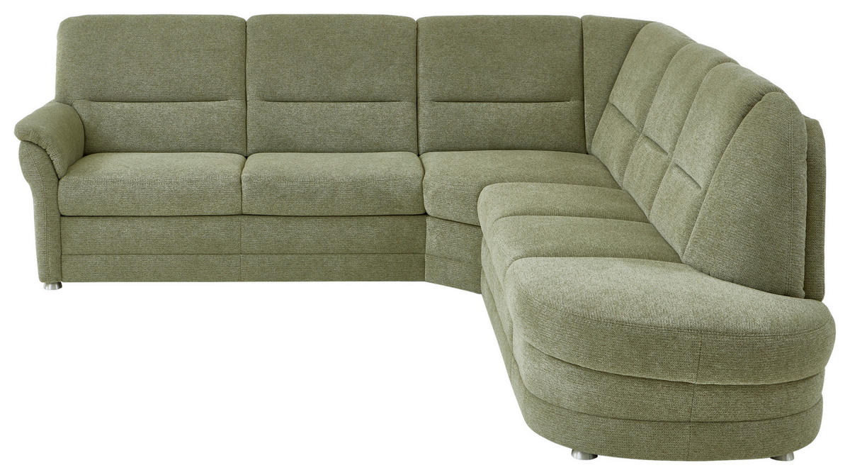 ECKSOFA  in Makramee Grün  - Alufarben/Grün, KONVENTIONELL, Textil/Metall (253/273cm) - Beldomo Comfort