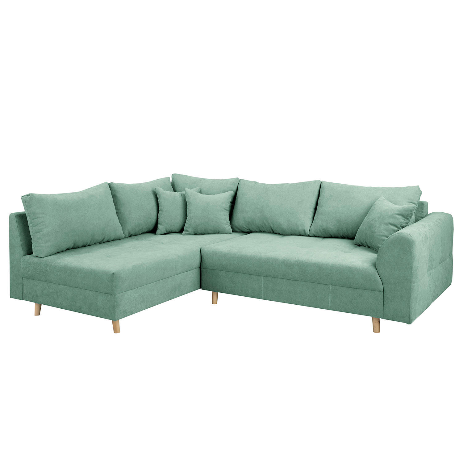ECKSOFA Mikrofaser Mintgrün  - Naturfarben/Mintgrün, Design, Holz/Textil (161/231cm) - P & B