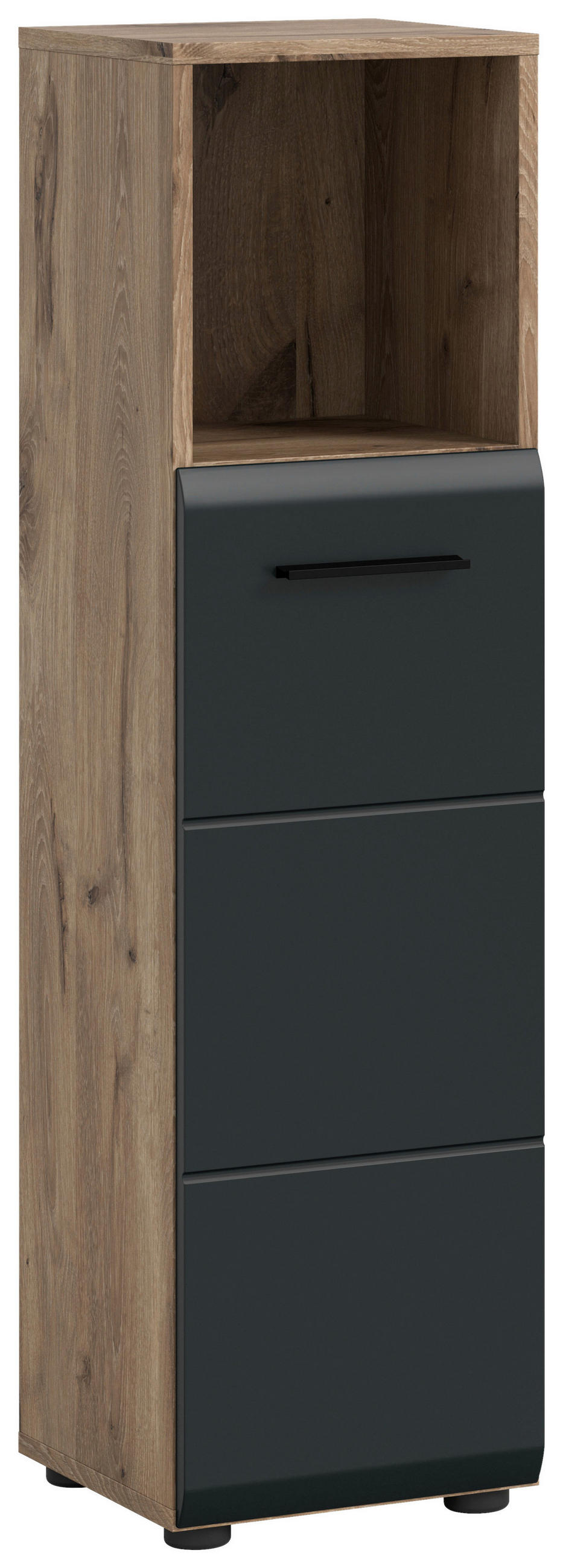 MIDISCHRANK 30/110/30 cm  - Eiche dunkel/Schwarz, Basics, Holzwerkstoff/Kunststoff (30/110/30cm) - MID.YOU