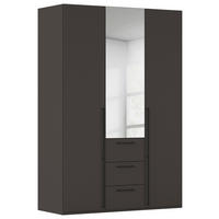 DREHTÜRENSCHRANK 151/223/61 cm,  in Graphitfarben, 3-türig  - Chromfarben/Schwarz, Basics, Glas/Holzwerkstoff (151/223/61cm) - Novel