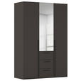 DREHTÜRENSCHRANK 151/223/61 cm,  in Graphitfarben, 3-türig  - Chromfarben/Schwarz, Basics, Glas/Holzwerkstoff (151/223/61cm) - Novel