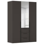 DREHTÜRENSCHRANK 151/223/61 cm,  in Graphitfarben, 3-türig  - Chromfarben/Schwarz, Basics, Glas/Holzwerkstoff (151/223/61cm) - Novel