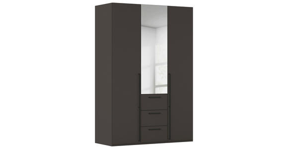 DREHTÜRENSCHRANK 151/223/61 cm,  in Graphitfarben, 3-türig  - Chromfarben/Schwarz, Basics, Glas/Holzwerkstoff (151/223/61cm) - Novel