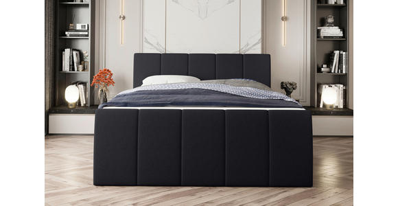 BOXSPRINGBETT 180/200 cm  in Schwarz  - Schwarz, KONVENTIONELL, Kunststoff/Textil (180/200cm) - Carryhome