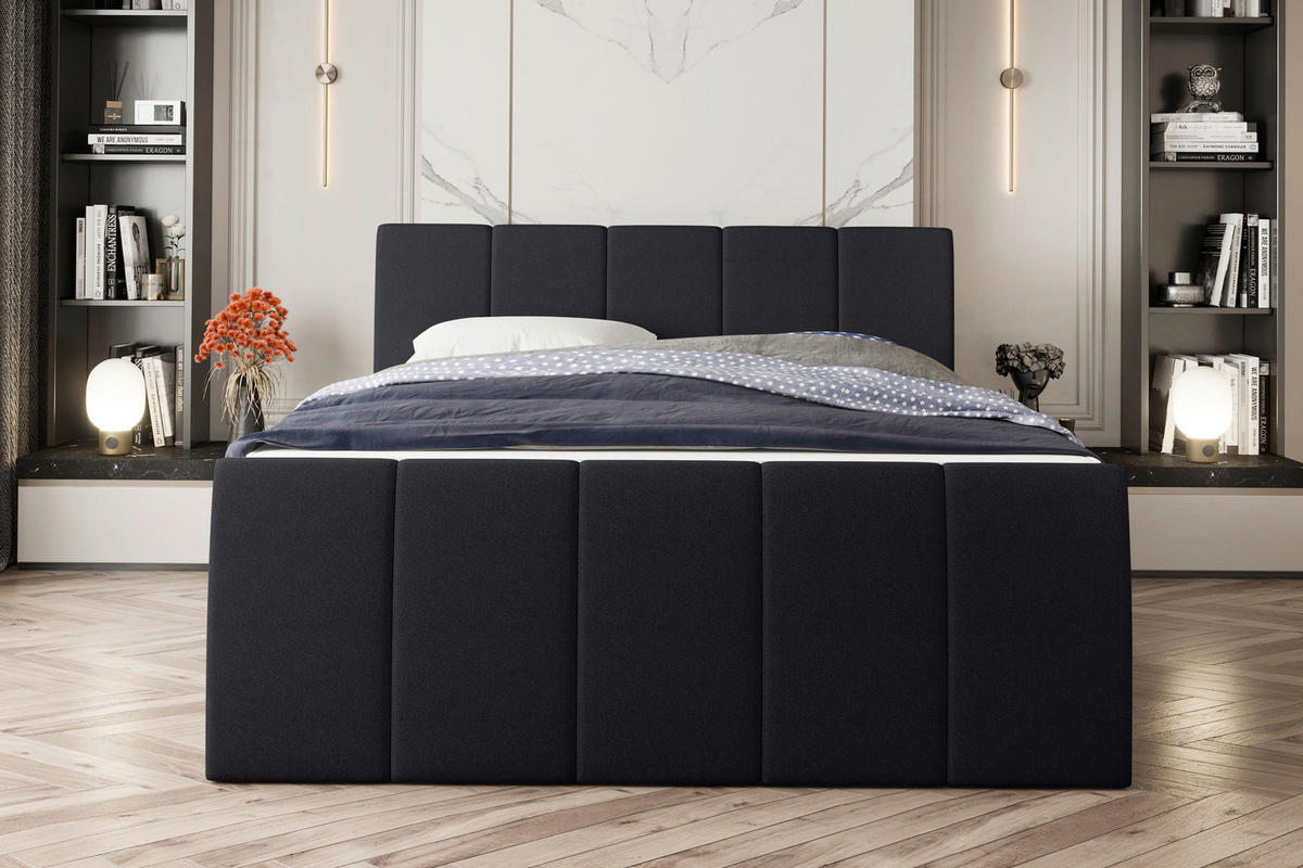 BOXSPRINGBETT 180/200 cm  in Schwarz  - Schwarz, Konventionell, Kunststoff/Textil (180/200cm) - Carryhome