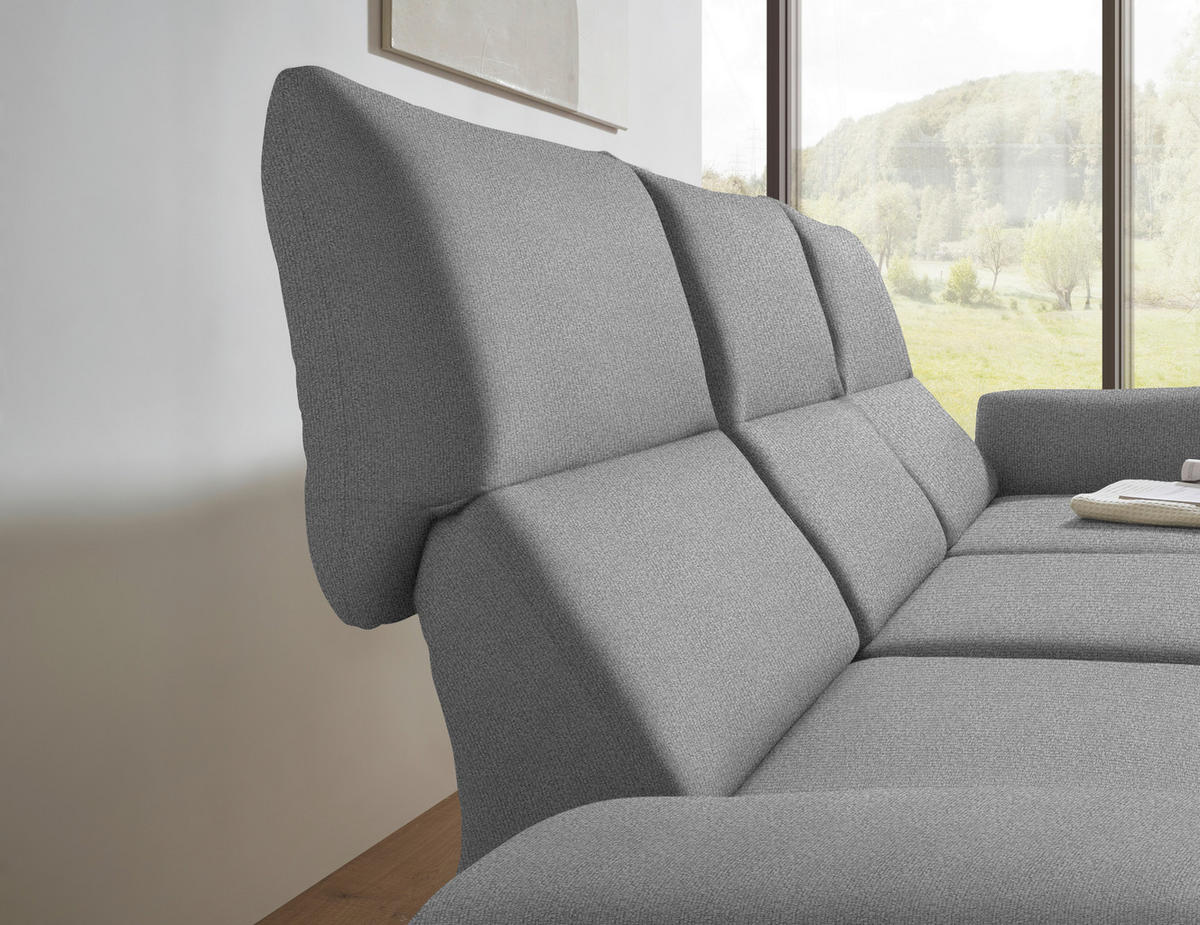ECKSOFA  in Flachgewebe Hellgrau  255-365/175-224 cm  - Hellgrau/Schwarz, Design, Textil/Metall (255-365/175-224cm) - Dieter Knoll