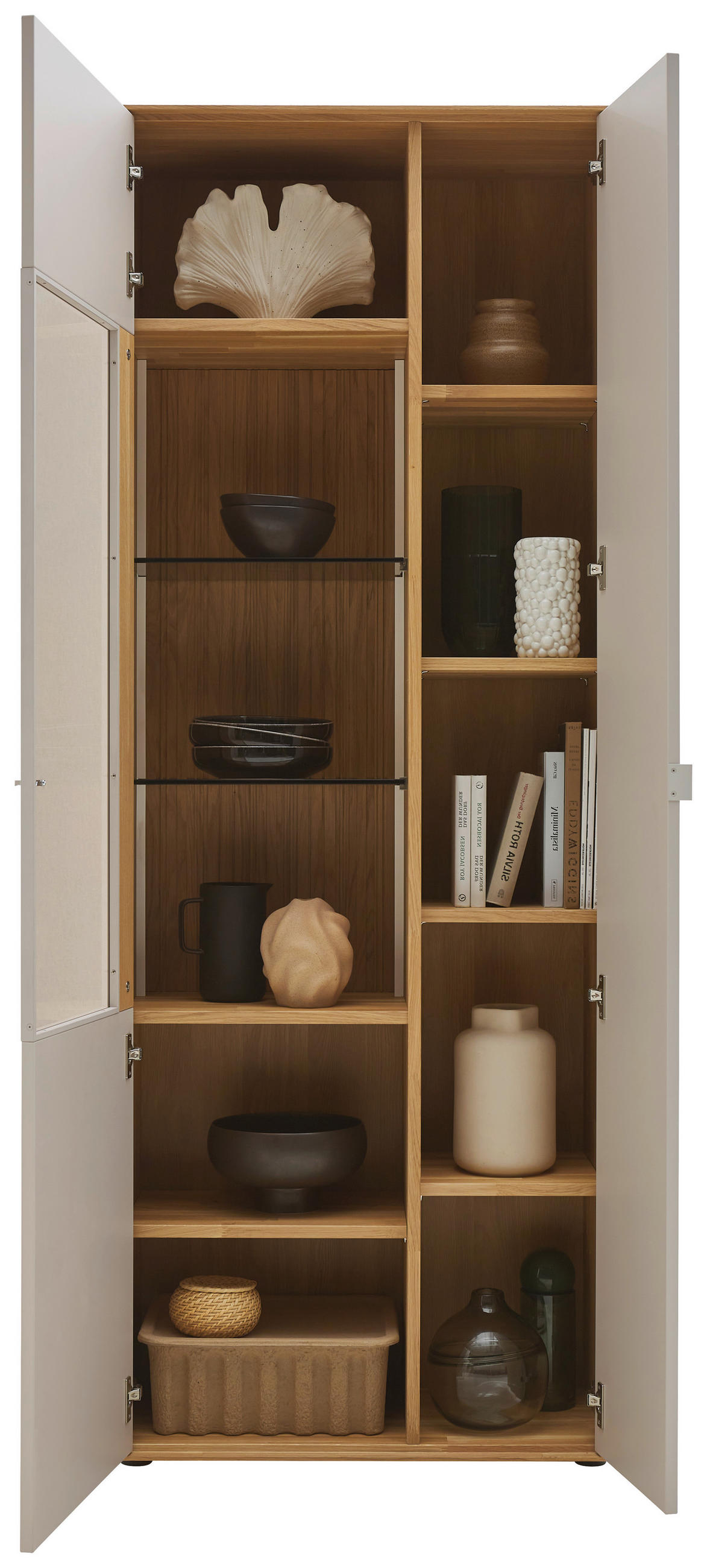 VITRINE  in massiv Wildeiche Kaschmir, Wildeiche - Kaschmir/Wildeiche, Design, Glas/Holz (76,9/205,5/37,1cm) - Dieter Knoll
