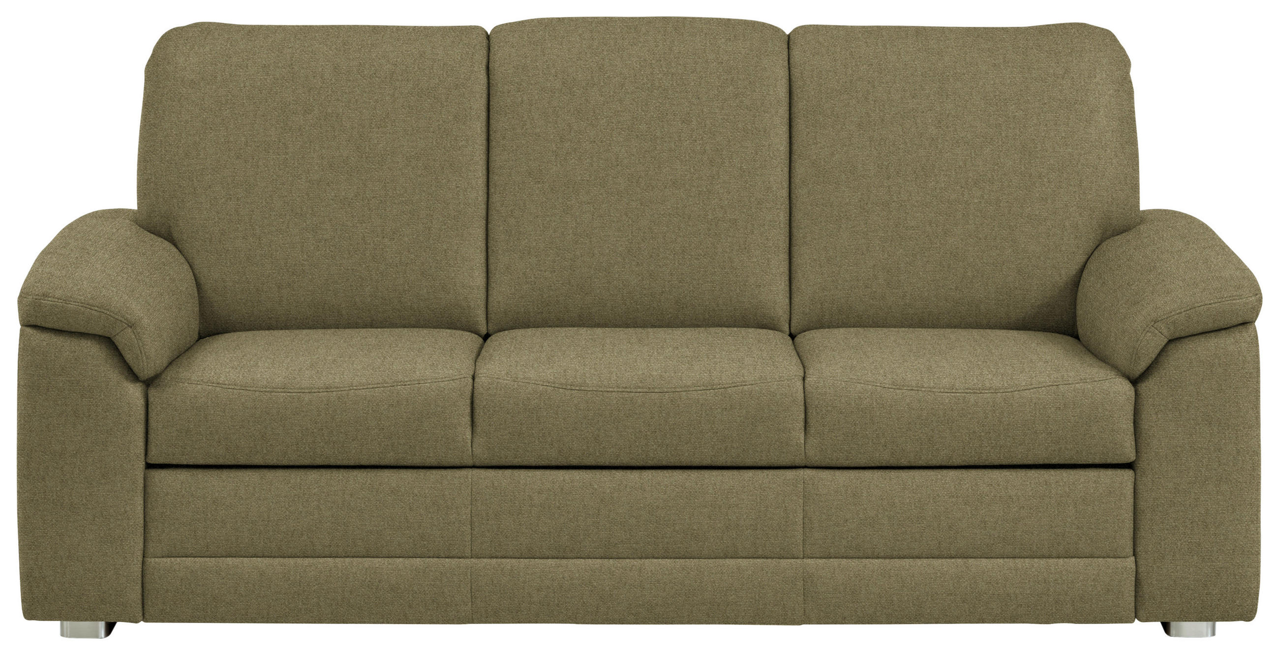 3-SITZER-SOFA Chenille Schilfgrün  - Schilfgrün/Alufarben, Konventionell, Textil/Metall (208/96/89cm) - Beldomo Comfort