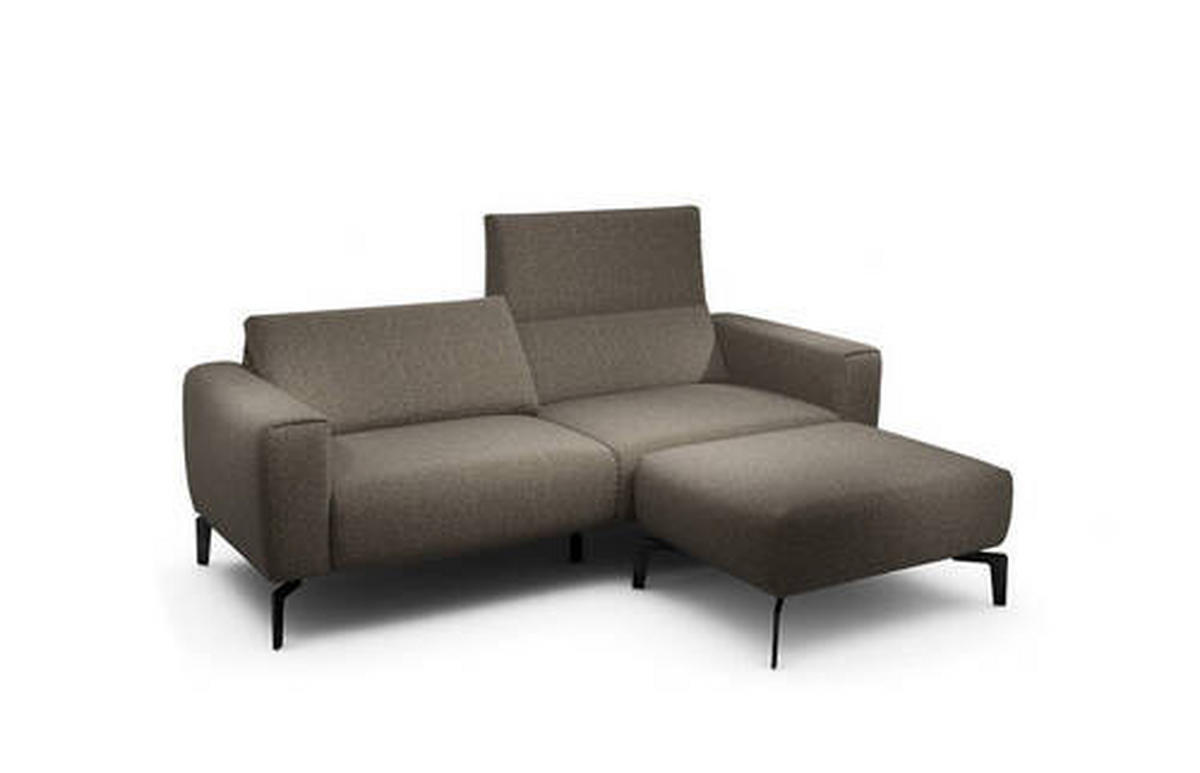 2,5-Sitzer inkl. Hocker in Chenille Braun  - Schwarz/Braun, Design, Textil/Metall (220/86/86-94cm) - SENSOO