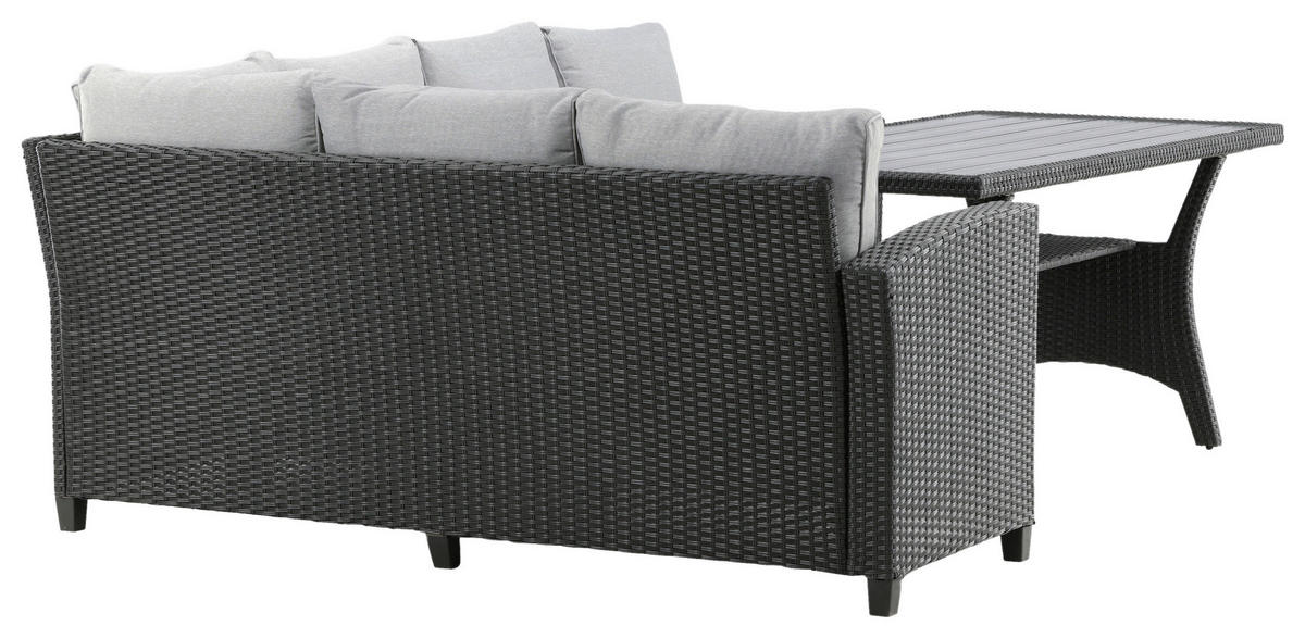 DINING-LOUNGESET  - Schwarz, KONVENTIONELL, Kunststoff (173/227cm) - Gardenson