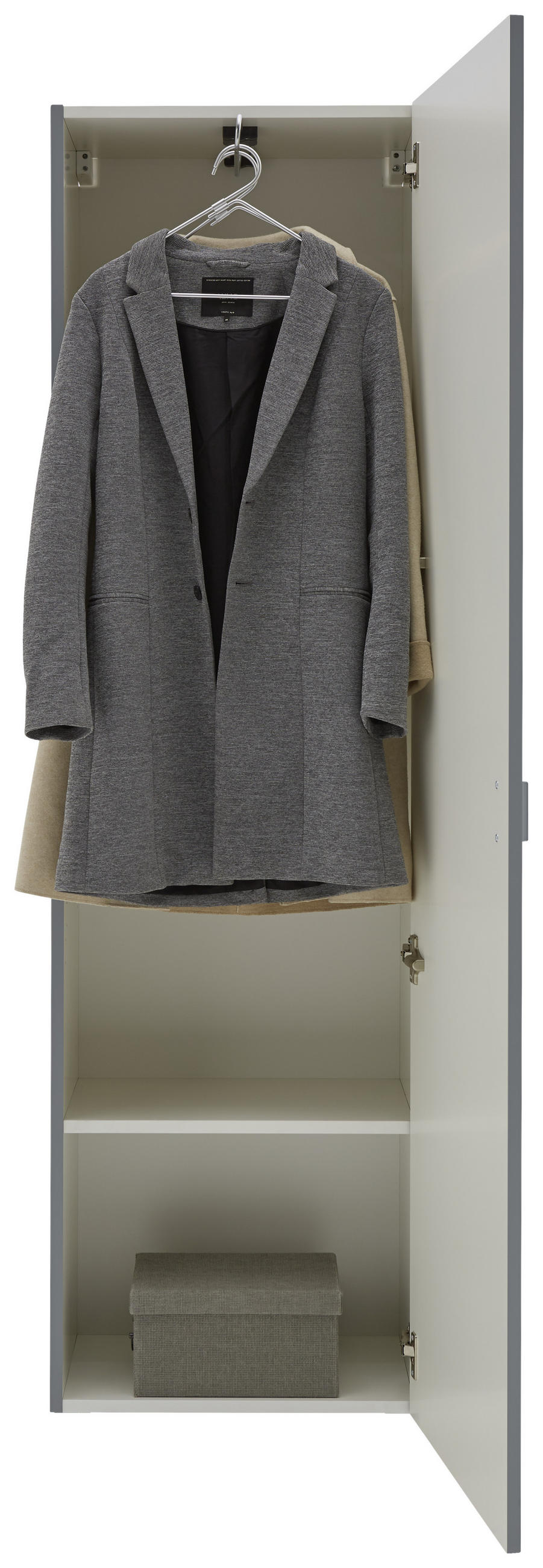GARDEROBENSCHRANK  in 52/182/36 cm  - Alufarben/Grau, Design, Holzwerkstoff/Metall (52/182/36cm) - Dieter Knoll