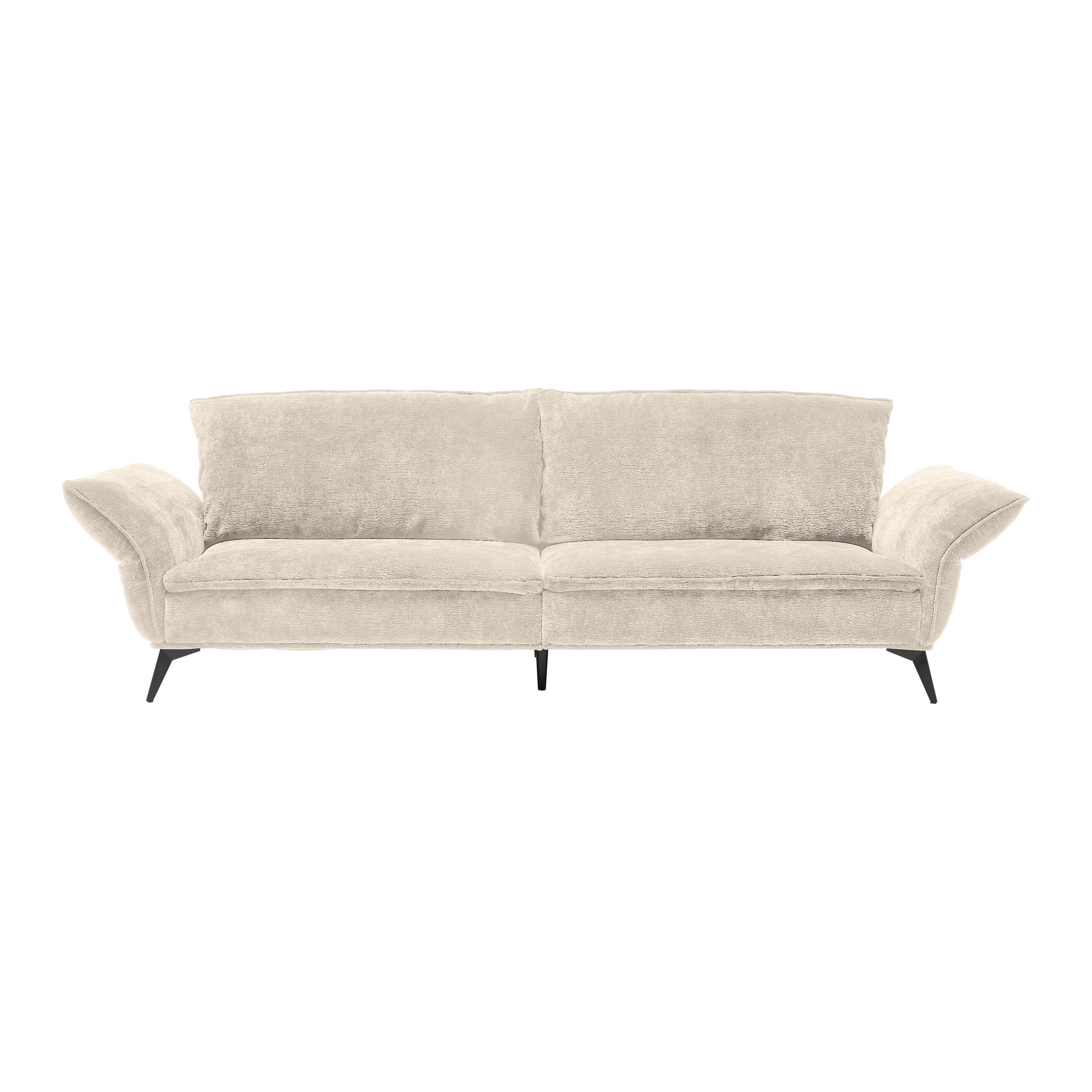 MEGASOFA Flachgewebe Beige  - Beige/Schwarz, Modern, Textil/Metall (272/87/107cm) - MID.YOU