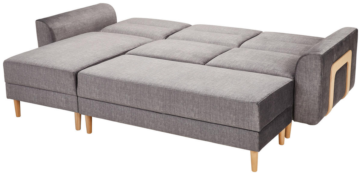 HOCKER in Textil Grau  - Naturfarben/Grau, Modern, Holz/Textil (135/48/57cm) - Max Winzer