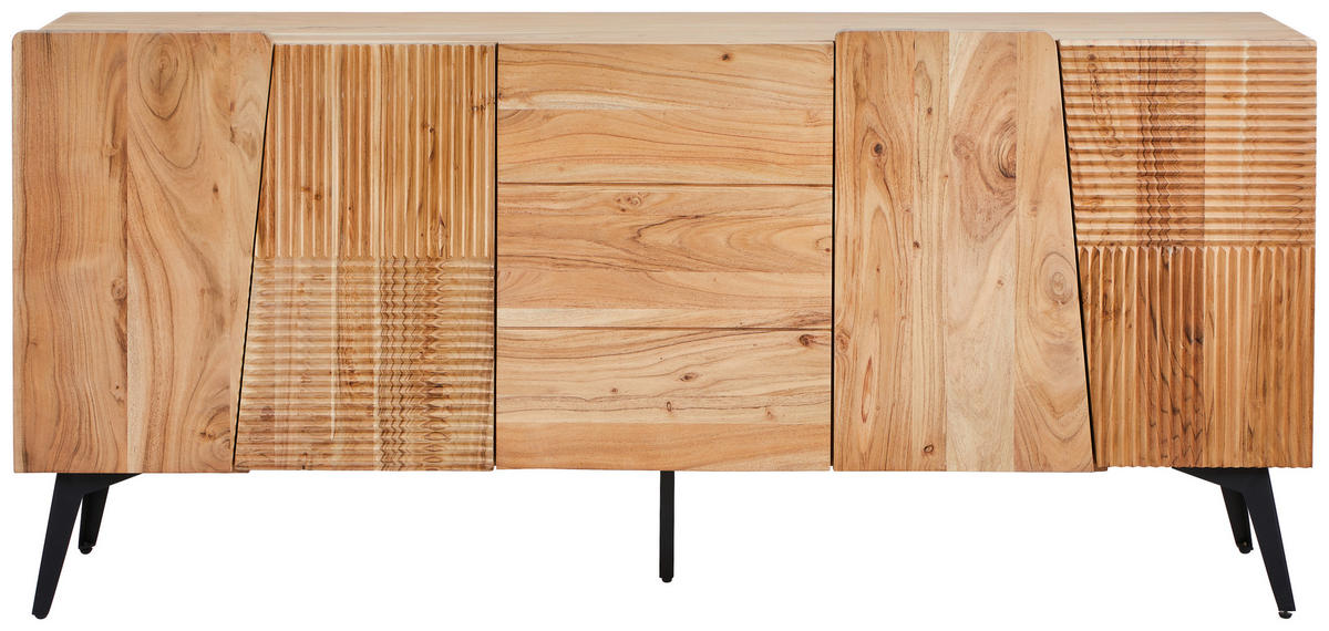 ŠIROKÁ KOMODA, akácia, čierna, farba akácie, 170/76/40 cm - čierna/farba akácie, Modern, kov/drevo (170/76/40cm) - Livetastic