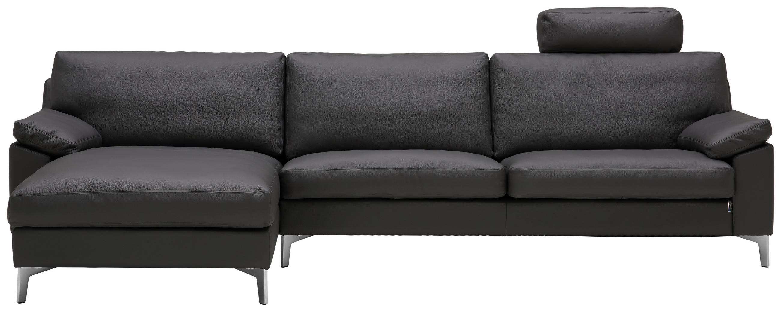ECKSOFA in Echtleder Anthrazit  165/293 cm  - Chromfarben/Anthrazit, Design, Leder/Metall (165/293cm) - Erpo