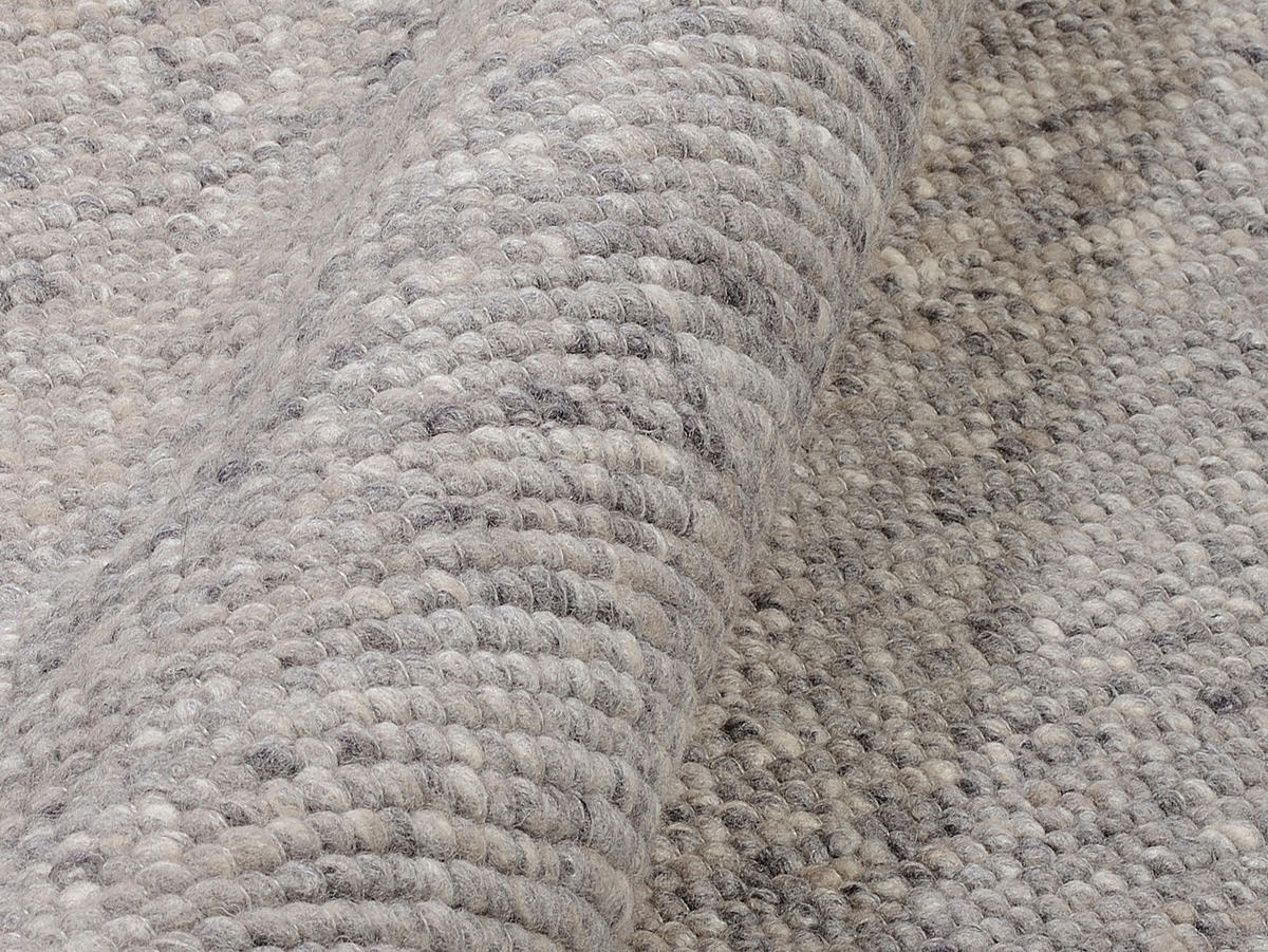 HANDWEBTEPPICH Helsinki Grau  - Grau, Basics, Textil (150/150cm) - Linea Natura