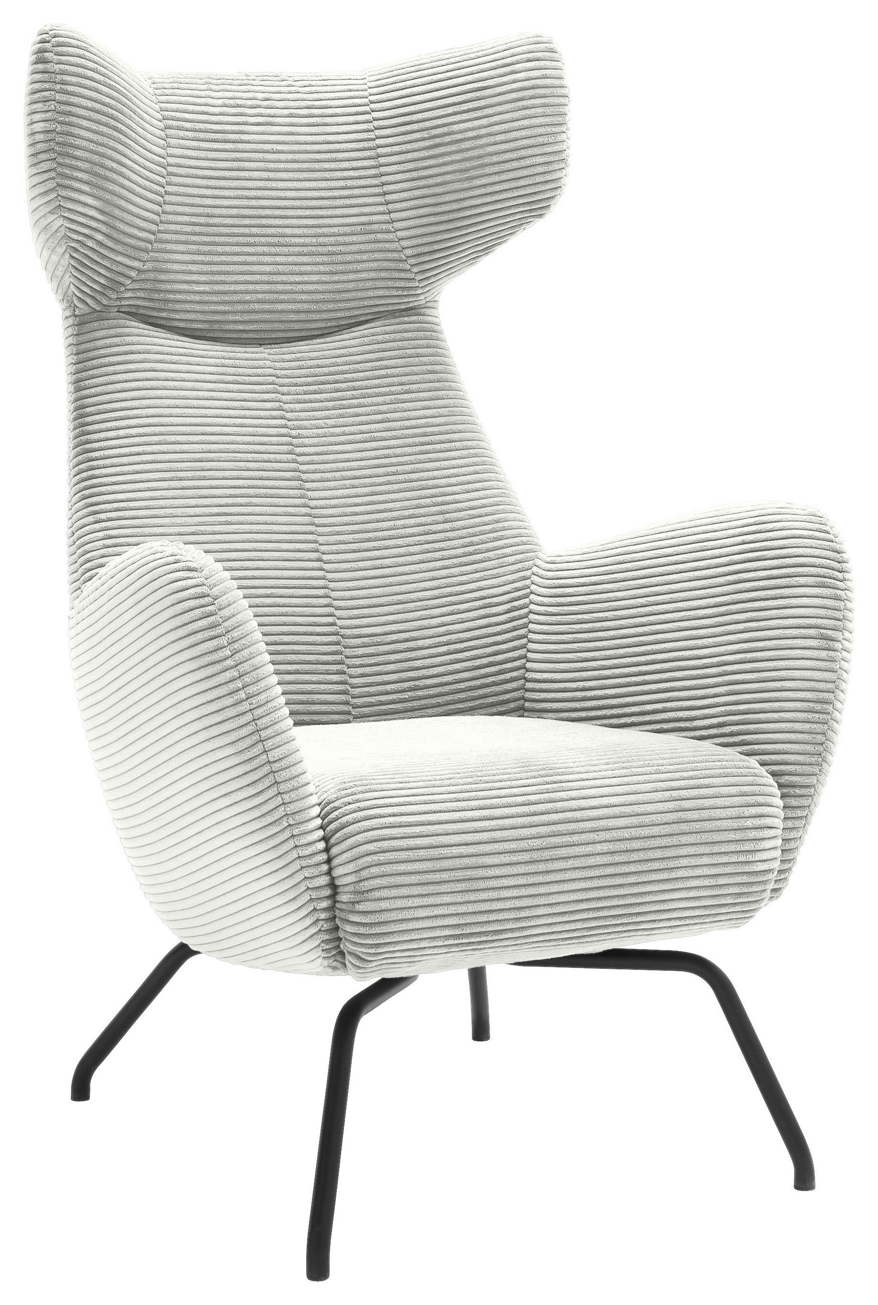 OHRENSESSEL Cord Hellgrau  - Hellgrau/Schwarz, Design, Textil/Metall (79/117/82cm) - Pure Home Lifestyle