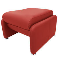 HOCKER in Leder Rot  - Silberfarben/Rot, Design, Leder/Metall (62/42/60cm) - Livetastic