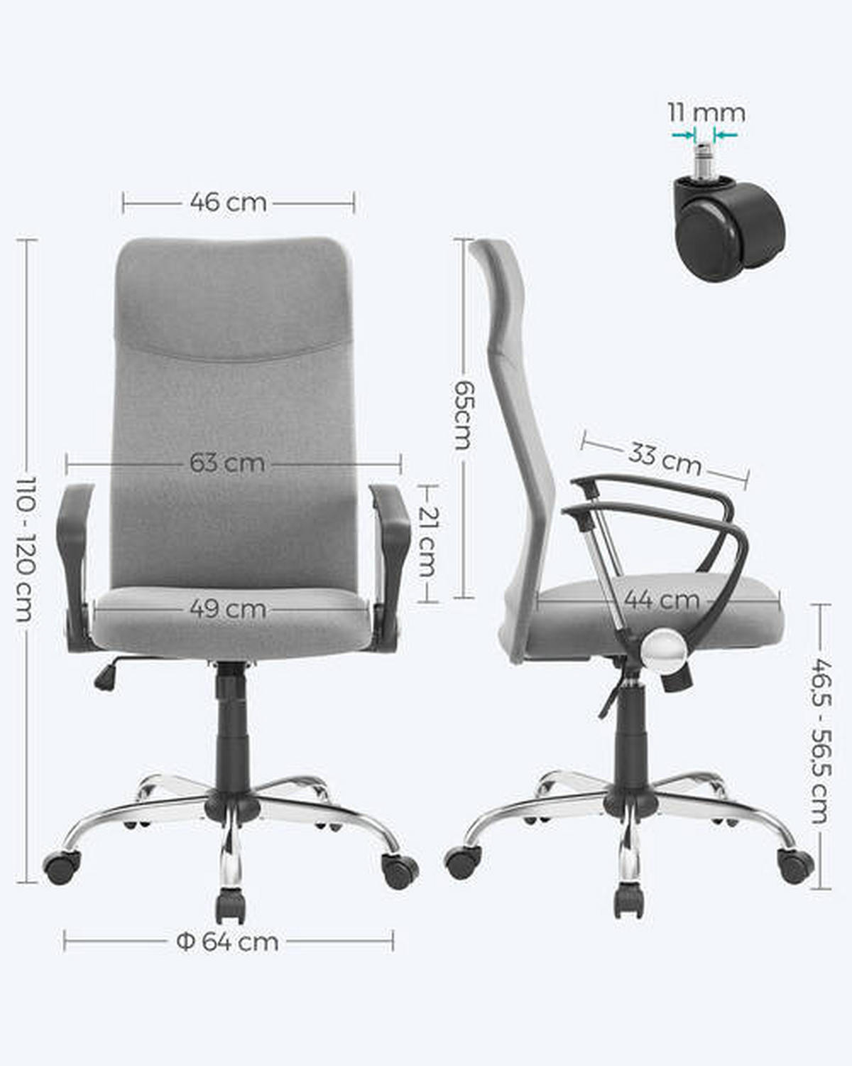 OTOČNÁ STOLIČKA, sivá - čierna/sivá, Basics, kov/textil (63/110-120/63cm) - Boxxx