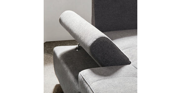 ECKSOFA Grau Flachgewebe  - Silberfarben/Grau, Design, Textil/Metall (174/306cm) - Carryhome