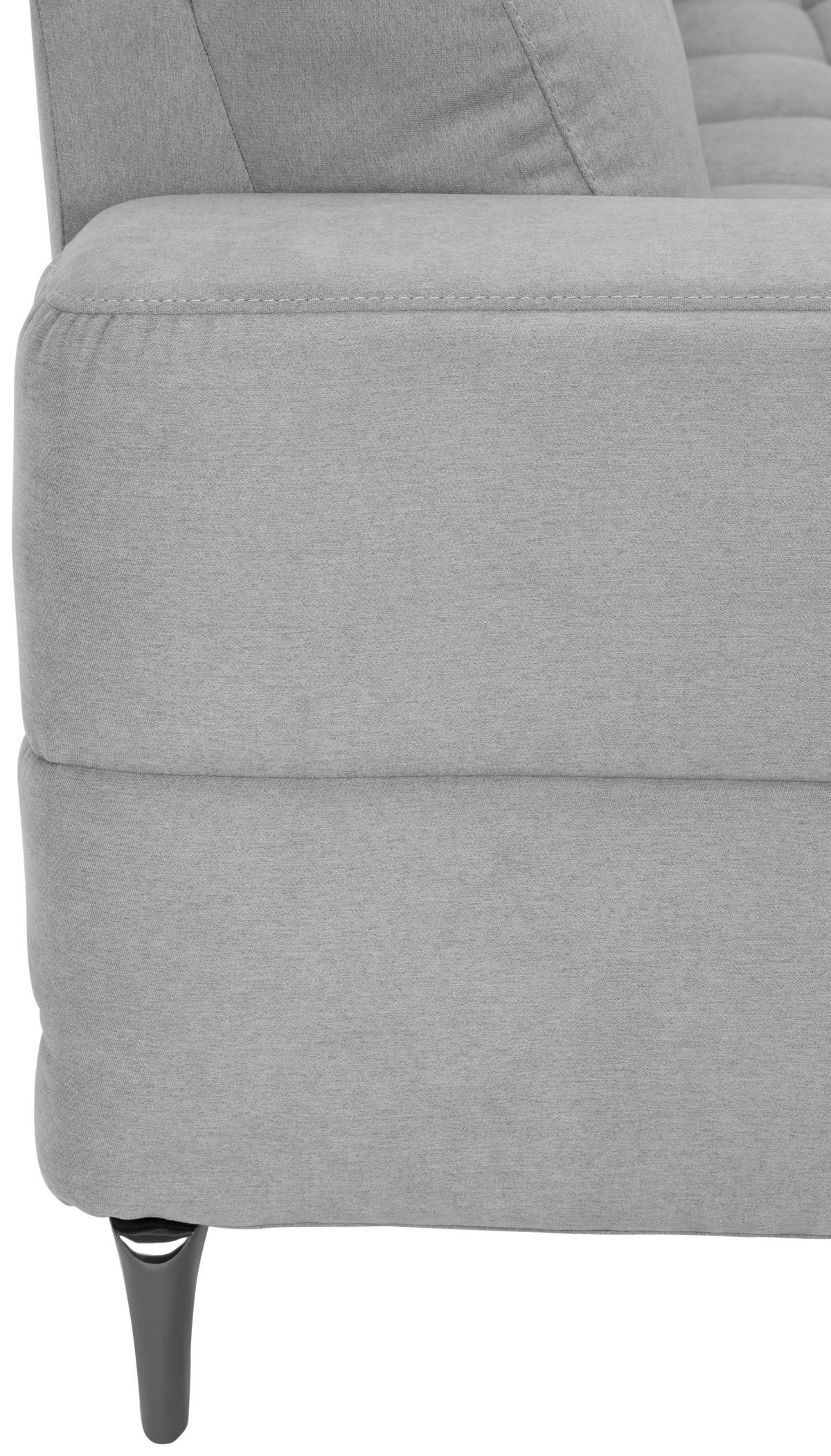 ECKSOFA Hellgrau Mikrofaser  - Silberfarben/Hellgrau, Design, Textil/Metall (242/161cm) - Livetastic