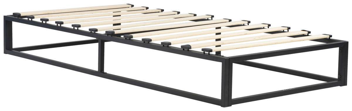METALLBETT 90/200 cm  in Naturfarben, Schwarz  - Schwarz/Naturfarben, Basics, Holz/Metall (90/200cm) - Boxxx