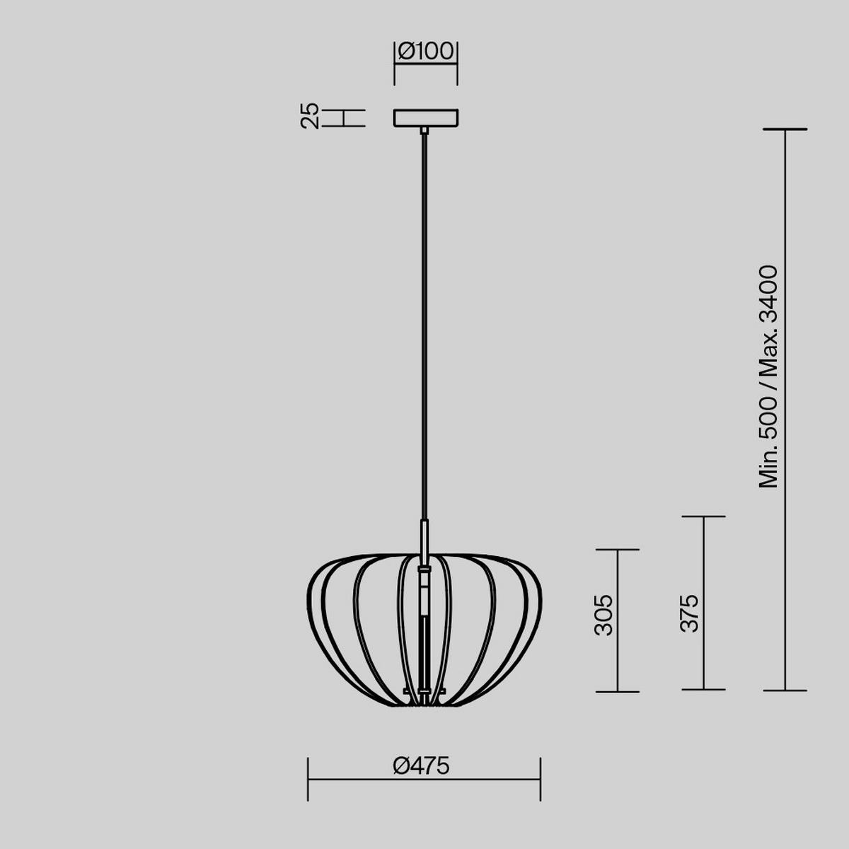 PENDELLEUCHTE Cambio 47.5/340 cm  - Schwarz, Design, Metall (47.5/340cm) - MAYTONI