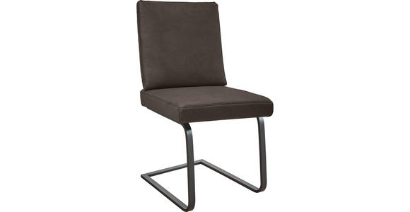 SCHWINGSTUHL  in Stahl Mikrofaser  - Graubraun/Schwarz, Design, Textil/Metall (46/92/60cm) - Dieter Knoll