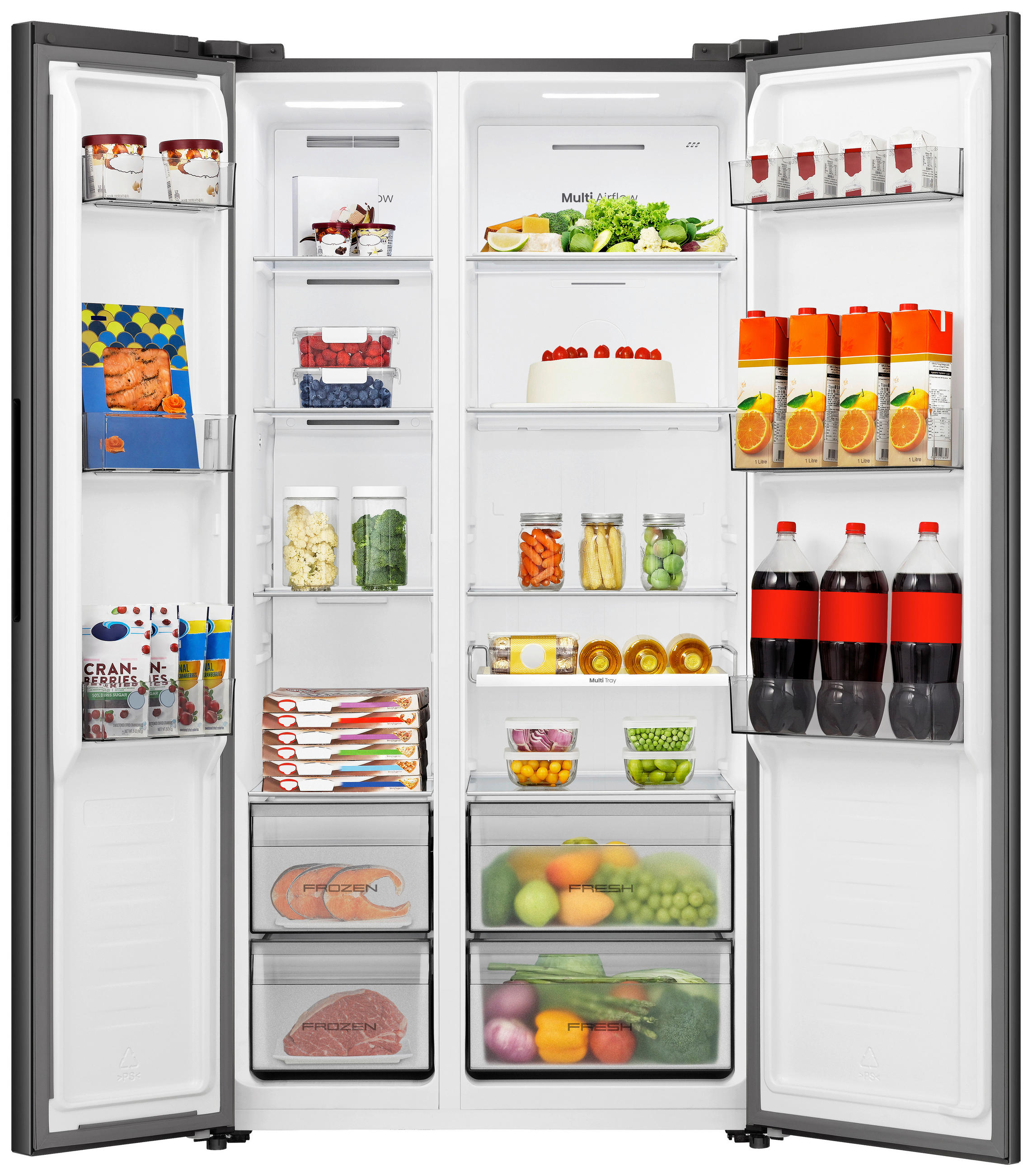 Thumbnail - Hisense Side-By-Side, Schwarz, 2 Schublade(n) Schubladen, 91.1x178.6x61.5 cm, Küchen, Küchenelektrogeräte, Kühl- & Gefri...