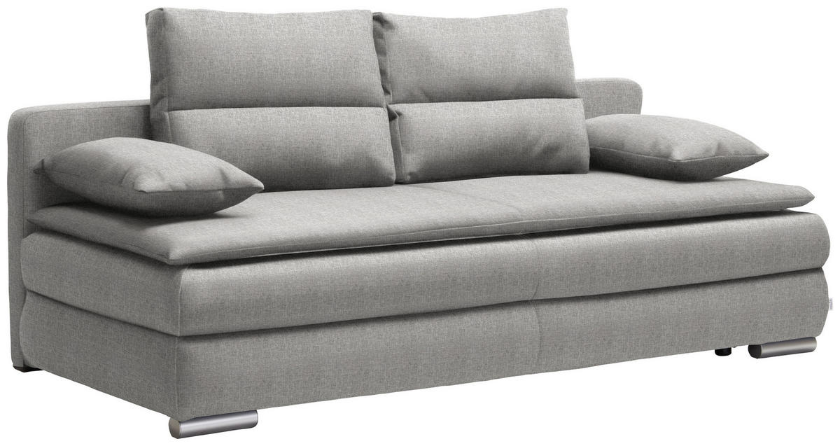 SCHLAFSOFA Webstoff Hellgrau  - Silberfarben/Hellgrau, KONVENTIONELL, Kunststoff/Textil (207/94/90cm) - Livetastic