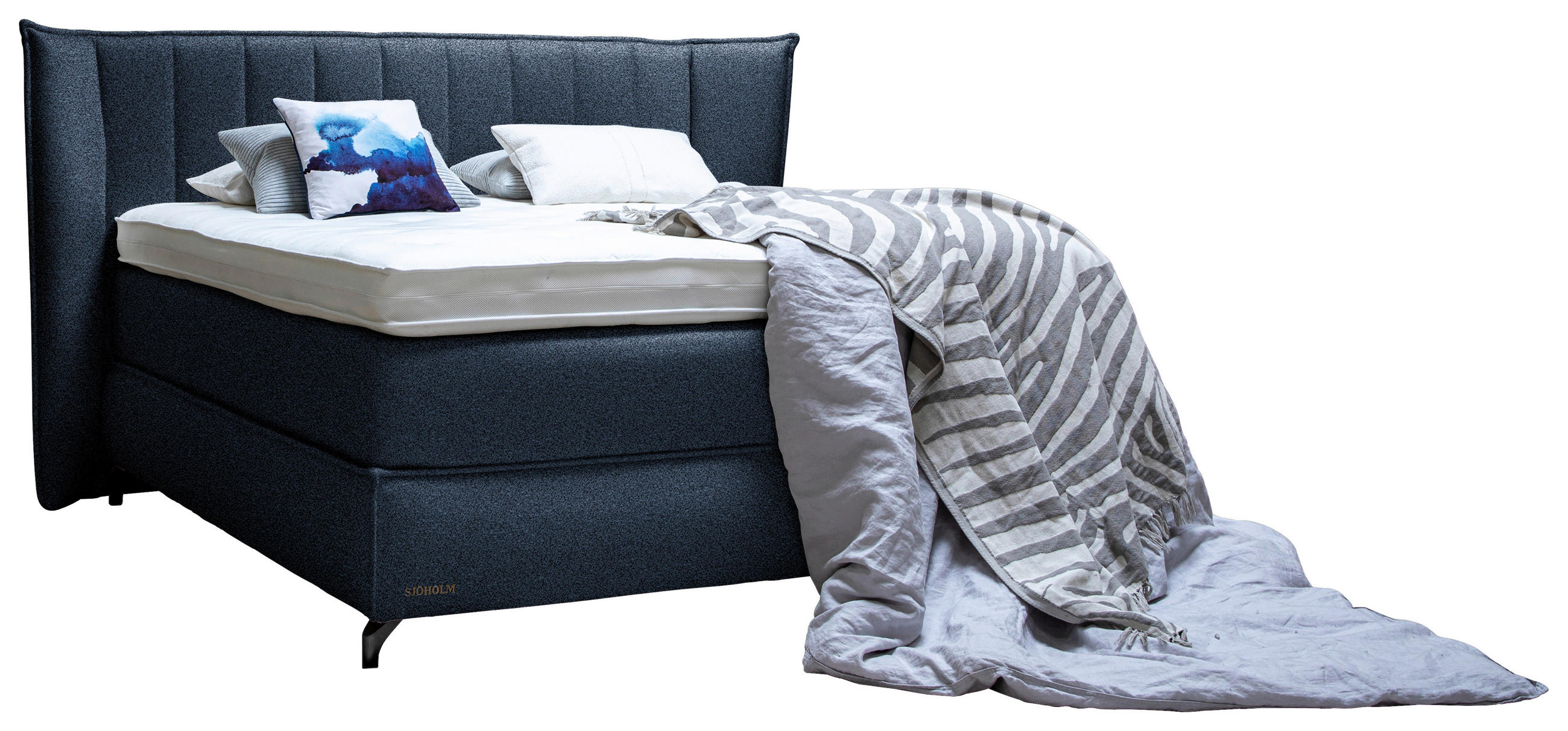 BOXSPRINGBETT 180/200 cm  in Blau  - Blau/Schwarz, Konventionell, Holz/Textil (180/200cm) - Sjöholm