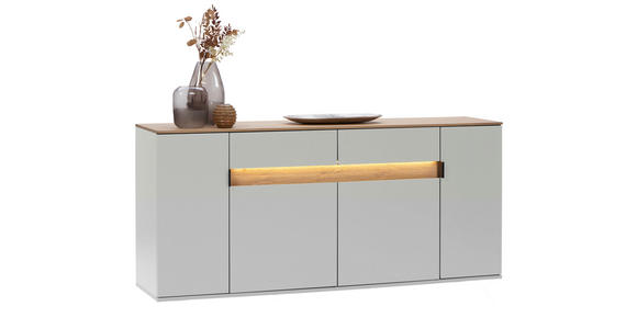 SIDEBOARD Asteiche furniert Eichefarben, Hellgrau Beleuchtung, Einlegeböden  - Eichefarben/Hellgrau, MODERN, Holz/Holzwerkstoff (180,6/82/42cm) - Dieter Knoll