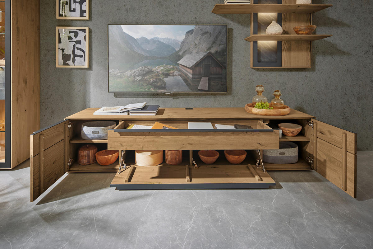 LOWBOARD Kastanienfarben  212/47,1/47,1 cm  - Kastanienfarben/Anthrazit, Natur, Holz/Metall (212/47,1/47,1cm) - Valnatura