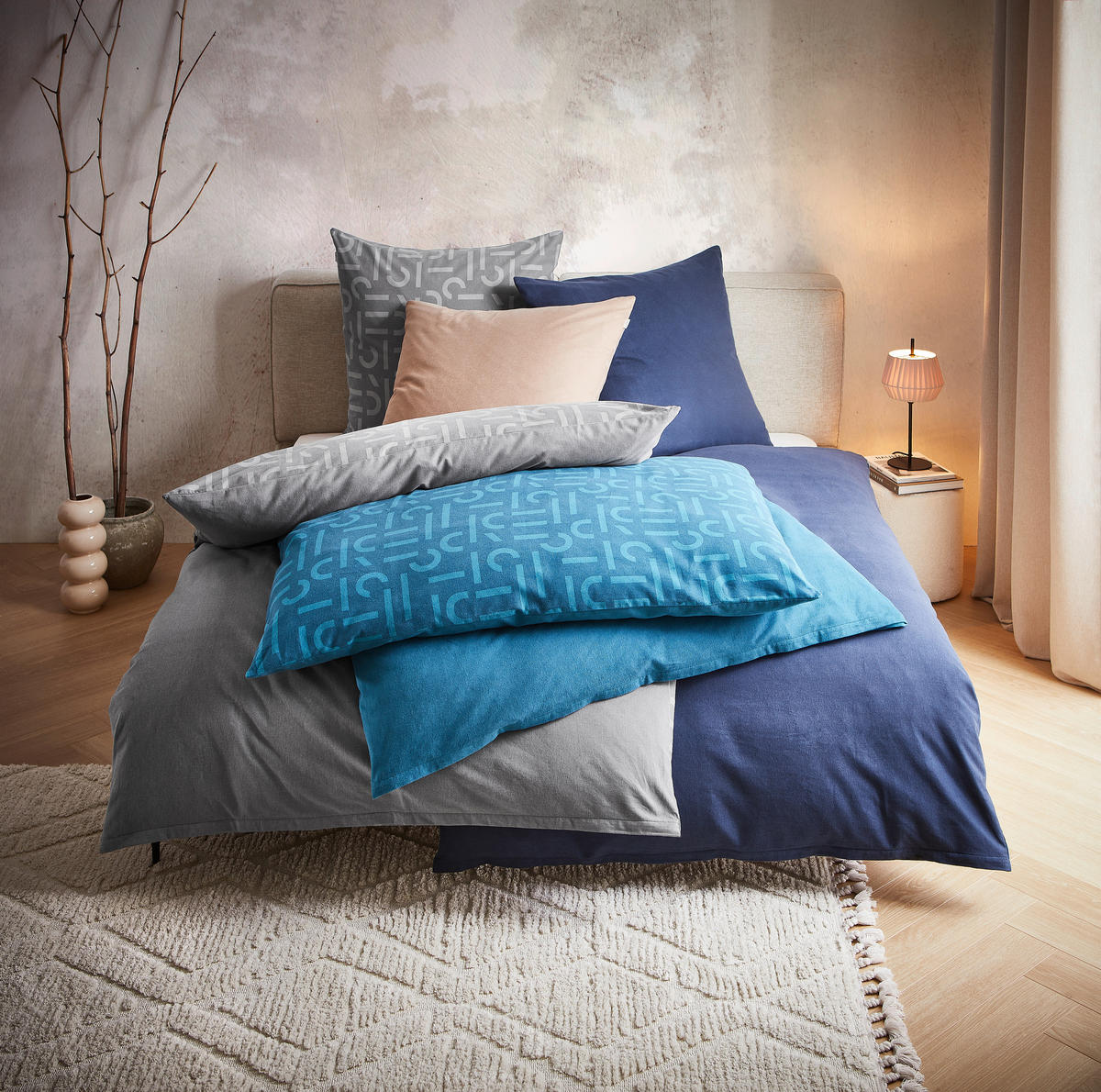 OBOUSTRANNÉ POVLEČENÍ, flanel, antracitová, šedá, 135/200 cm - šedá/antracitová, Basics, textil (135/200cm) - Esprit
