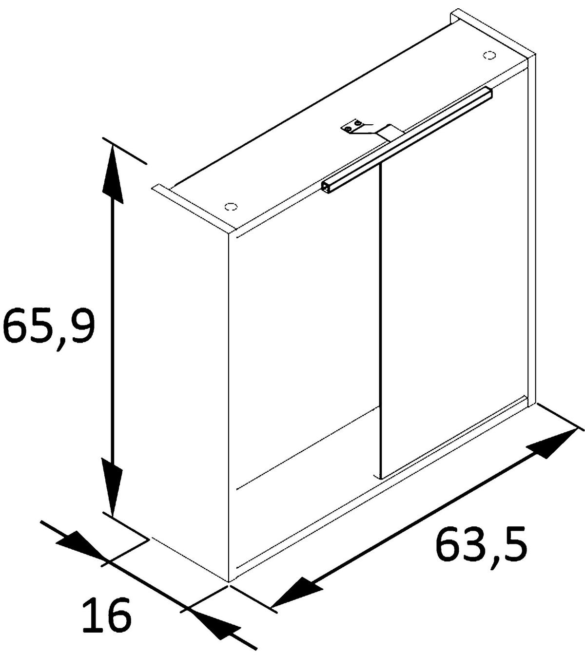 SPIEGELSCHRANK 63,5/65,9/16 cm  - Eichefarben, KONVENTIONELL, Glas/Holzwerkstoff (63,5/65,9/16cm) - Stylife