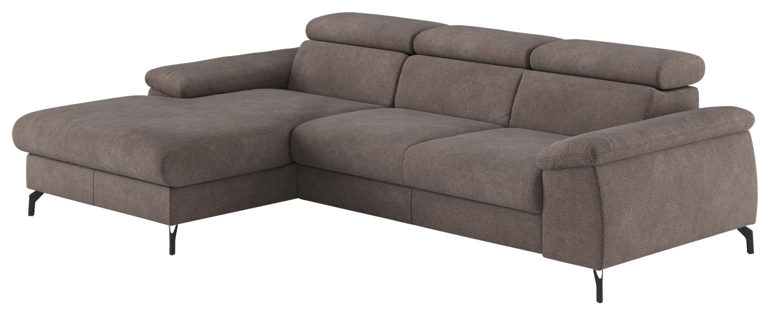 ECKSOFA Grau Webstoff Bettkasten, Schlaffunktion, Kopfteilverstellung, Stauraum  - Schwarz/Grau, Design, Textil/Metall (166/244cm) - Livetastic