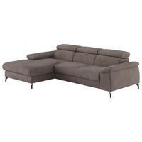ECKSOFA Grau Webstoff Bettkasten, Schlaffunktion, Kopfteilverstellung, Stauraum  - Schwarz/Grau, Design, Textil/Metall (166/244cm) - Livetastic