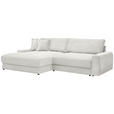 ECKSOFA in Cord Creme  - Creme/Schwarz, MODERN, Kunststoff/Textil (180/300cm) - Carryhome