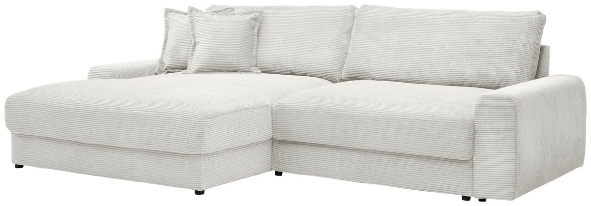 ECKSOFA in Cord Creme  - Creme/Schwarz, Modern, Kunststoff/Textil (180/300cm) - Carryhome