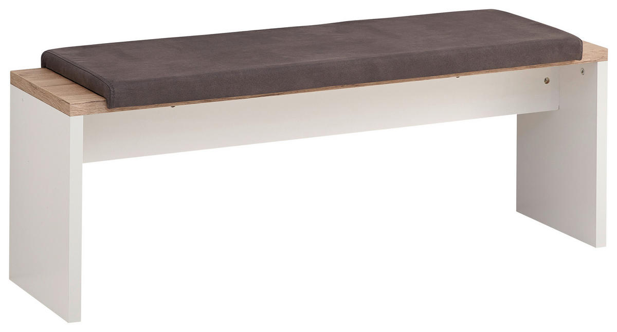 SITZBANK 130/49,5/39,4 cm Grau, Eichefarben Kunststoff  - Eichefarben/Schwarz, KONVENTIONELL, Kunststoff/Textil (130/49,5/39,4cm) - Hom`in