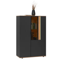 HIGHBOARD  in 92,9/136,6/42 cm  - Eichefarben/Anthrazit, MODERN, Glas/Holz (92,9/136,6/42cm) - Dieter Knoll